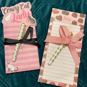 2 notepads with pens CATS and CHOCOLATES new sealed sets